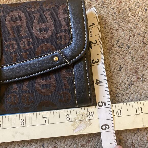 Vintage Etienne Aigner Leather Trim Clutch Wallet Wristlet Purse Signature Logo - Picture 2 of 10